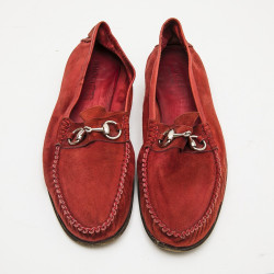 Mocassins GUCCI mors daim rouge T43