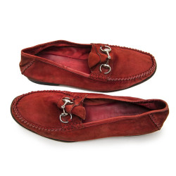 Moccassins GUCCI  daim rouge T43