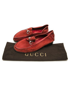 Mocassins GUCCI mors daim rouge T43