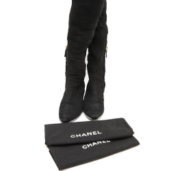 Bottes cuisardes CHANEL T 38.5 noires