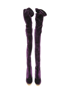 SERGIO ROSSI T 36 Thigh boots in plum stretch velvet