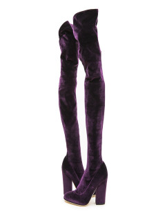 SERGIO ROSSI T 36 Thigh boots in plum stretch velvet