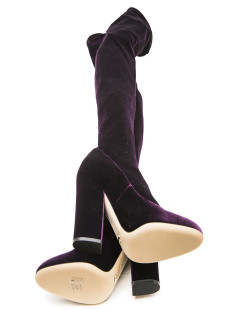 SERGIO ROSSI T 36 Thigh boots in plum stretch velvet