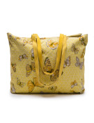 Sac HERMES Vintage en toile jaune imprimés papillons