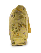 HERMES Vintage beach bag in yellow canvas with butterflies printed