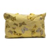 HERMES Vintage beach bag in yellow canvas with butterflies printed