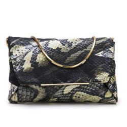 LANVIN clutch in multicolored shiny fabric with python print