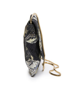 LANVIN clutch in multicolored shiny fabric with python print