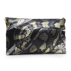 LANVIN clutch in multicolored shiny fabric with python print