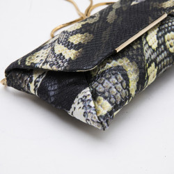 LANVIN clutch in multicolored shiny fabric with python print