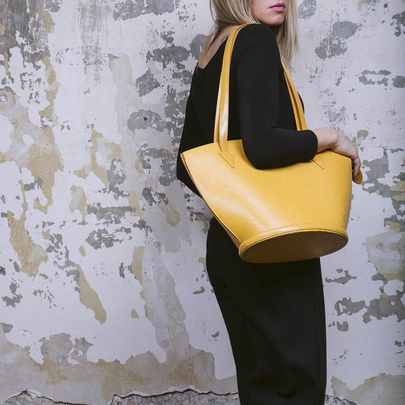 Vintage Louis Vuitton yellow epi Malesherbes handbag. Classic