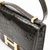  HERMES vintage 'Constance' bag in brown chocolate crocodile leather