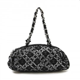 Sac CHANEL noir et fils d'argent