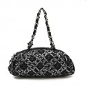 CHANEL bag in black fabric embroidered with silver thread