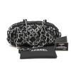 CHANEL bag in black fabric embroidered with silver thread