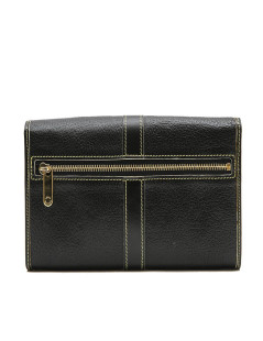 LOUIS VUITTON clutch in black grained leather with saddle stitching