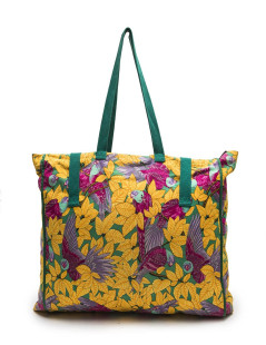 HERMES beach bag in multicolored flower printed cotton