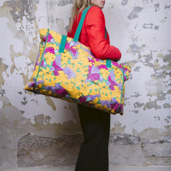 Sac HERMES toile imprimés fleurs