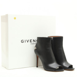 GIVENCHY Open Toe High heels boots in black leather size 36FR