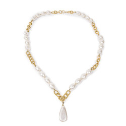 CHANEL couture vintage necklace in molten glass pearls and gilded metal