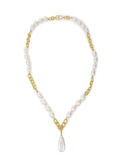 CHANEL couture vintage necklace in molten glass pearls and gilded metal