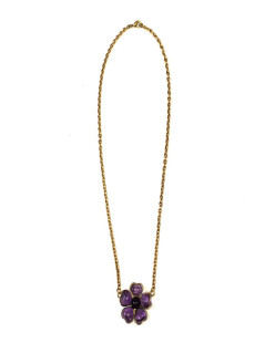 Collier MARGUERITE DE VALOIS fleurette en pâte de verre améthyste