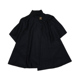 CHANEL T 34 Paris Shanghai Mid-length cape in black wool and cashmere size 34FR