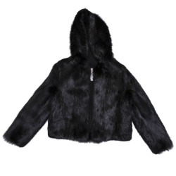 CHLOE hooded jacket in black shiny beaver fur size 38FR