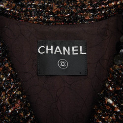 Veste CHANEL T  en tweed marron et fils brillants noirs