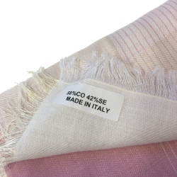 CHANEL shawl with small fringes in pink and white cotton and silk