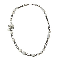 CHANEL necklace belt in white and transparent molten glass