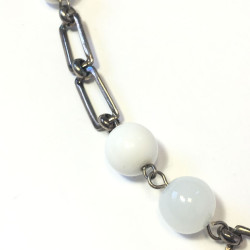 CHANEL necklace belt in white and transparent molten glass