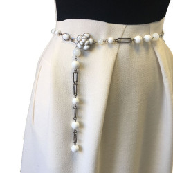 CHANEL necklace belt in white and transparent molten glass