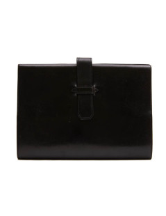 Pochette HERMES cuir lisse noir vintage