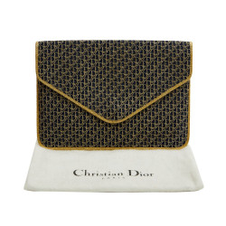 Pochette CHRISTIAN DIOR monogram doré et bleu marine