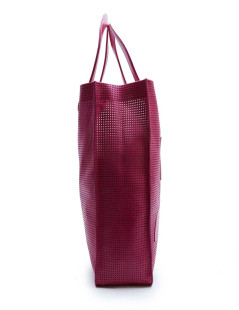 COURREGES large tote bag in perforated pink leather