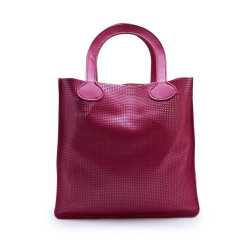 COURREGES large tote bag in perforated pink leather