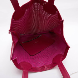 COURREGES large tote bag in perforated pink leather