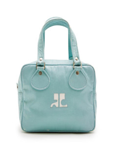 Sac COURREGE cuir verni vert d'eau