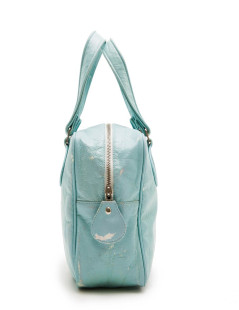 Sac COURREGE cuir verni vert d'eau