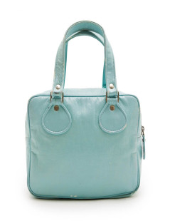 Sac COURREGE cuir verni vert d'eau