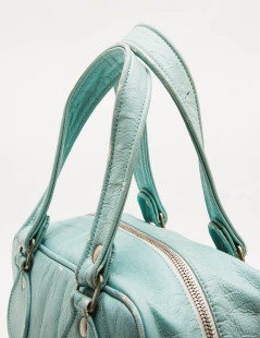 Sac COURREGE cuir verni vert d'eau