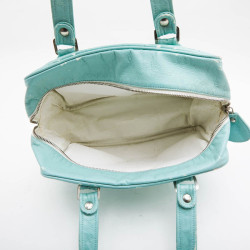 Sac COURREGE cuir verni vert d'eau