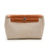 HERMES 'Herbag' bag in black, beige and off-white canvas