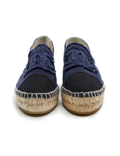 CHANEL espadrilles 40FR in two-tone blue and black denim 