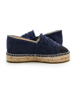 CHANEL espadrilles 40FR in two-tone blue and black denim 