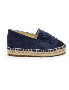 CHANEL espadrilles 40FR in two-tone blue and black denim 