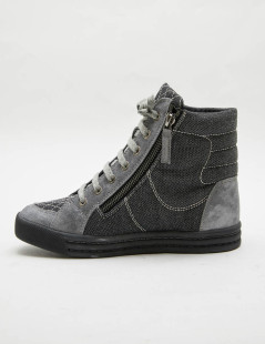 Boots Chanel T39,5 denim et veau velours gris