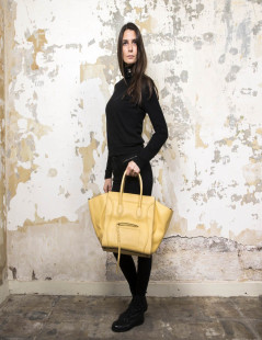 Sac Luggage CELINE cuir grainé jaune