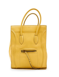 CELINE luggage bag in yellow grained leather